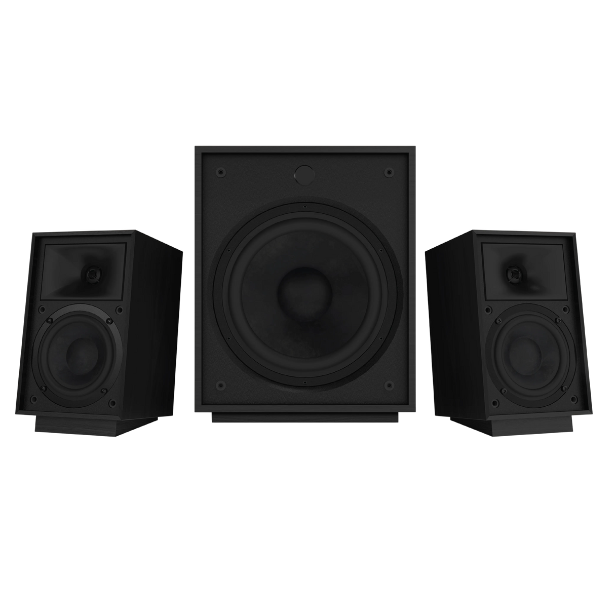 Klipsch ProMedia Heritage 2.1, multimedinė garsiakalbių sistema - subvokalinio garsiakalbio priekinė dalis su vairuotoju