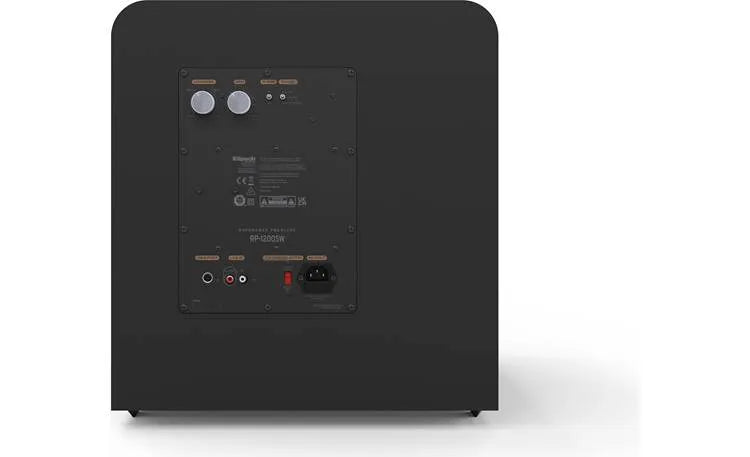Klipsch RP-1200SW, aktyvi žemų dažnių garso kolonėlė - Galinė panelė su jungtimis ir valdikliais