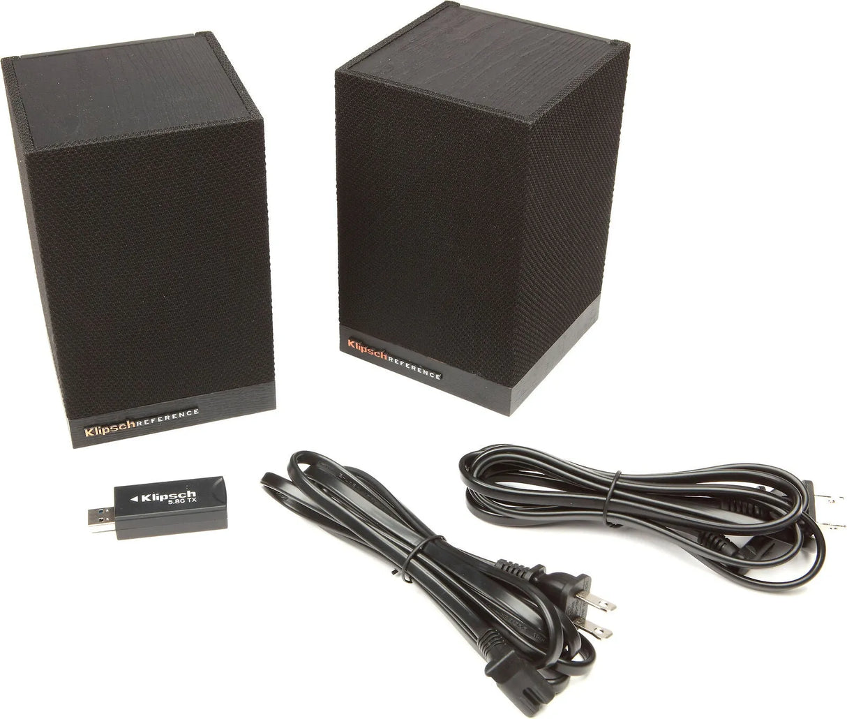 Klipsch Surround 3, papildomos belaidės erdvinio garso kolonėlės soundbarui - du belaidžiai garsiakalbiai ir laidai