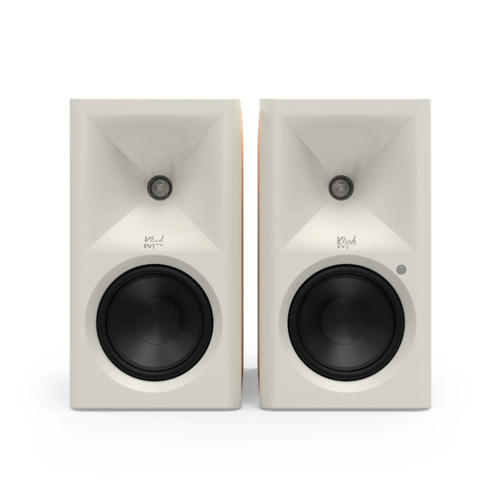 Klipsch The Fives II, aktyvios lentyninės kolonėlės su Dolby Atmos - Šoninis vaizdas su oranžine apdaila