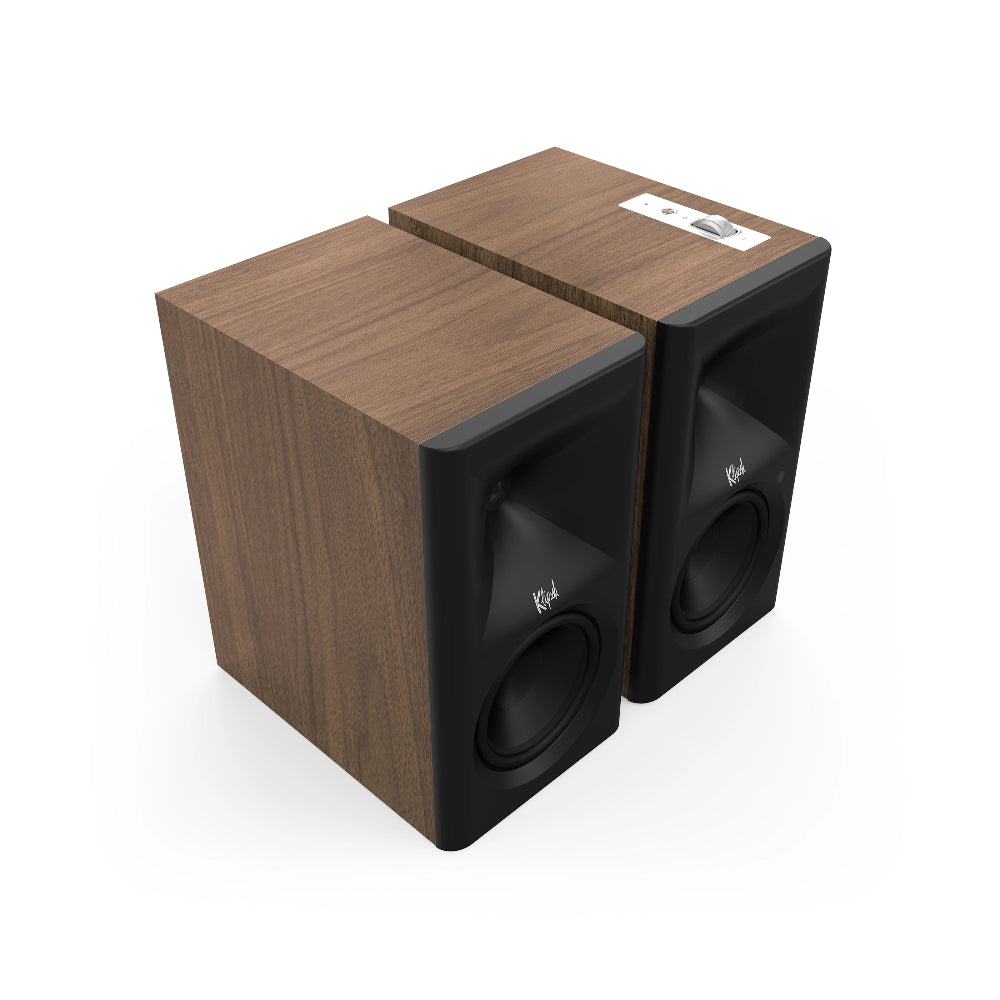 Klipsch The Fives II, aktyvios lentyninės kolonėlės su Dolby Atmos - Medžio apdailos kolonėlės su valdymo mygtukais