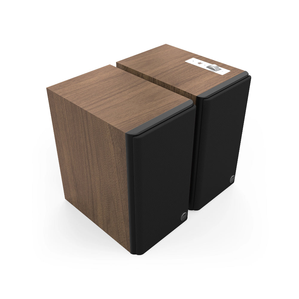 Klipsch The Fives II, aktyvios lentyninės kolonėlės su Dolby Atmos - Medžio apdailos ir juodos grotelės