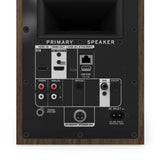 Klipsch The Fives II, aktyvios lentyninės kolonėlės su Dolby Atmos - galinė panelė su jungtimis ir eteriu