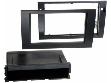 LAADF08D, rėmelis 2-DIN magnetolai Audi A4 (2002-2006), SEAT Exeo - Du juodi plastikiniai rėmeliai ir laikiklis