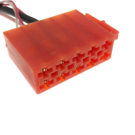 LAUNRC19, Jungtis auto. Mini ISO - Line out (4RCA) - Raudona jungtis su laidais ir kontaktais