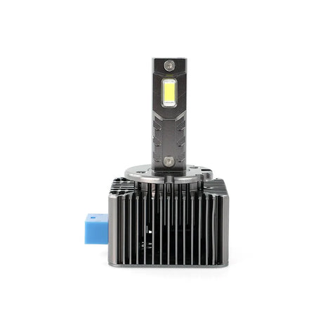 LED pagrindinės šviesos D8S, 6000K, 8400lm, 2vnt - Šoninis vaizdas su mėlynu jungikliu