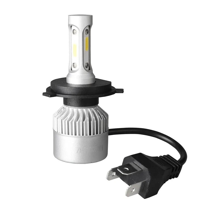 LED pagrindinės šviesos H4, 6500K, COB Epistar, 2vn - Šoninis vaizdas su laidu ir jungtimi