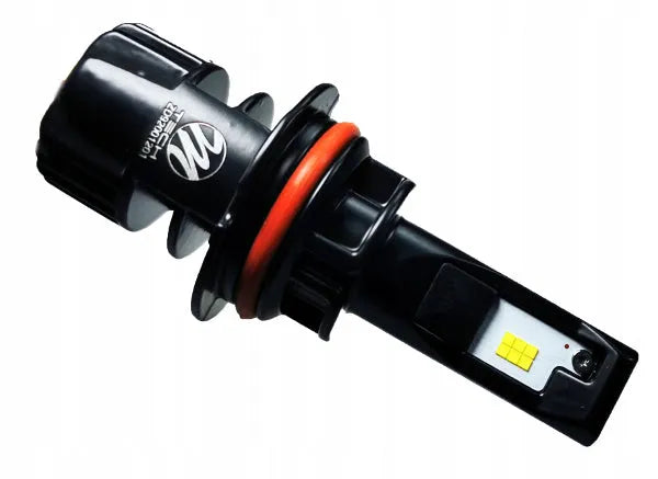 LED pagrindinės šviesos HB5 / 9007, 5700K, SMD Epistar, 2vn - oranžinis žiedas ir LED lustas iš arti