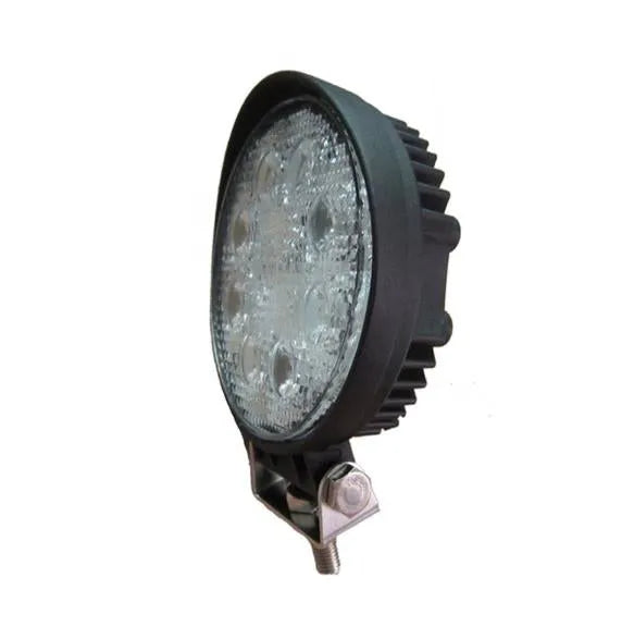 LED žibintas, apvalus 24W, 8x3W flood - Šoninis vaizdas su tvirtinimo detale