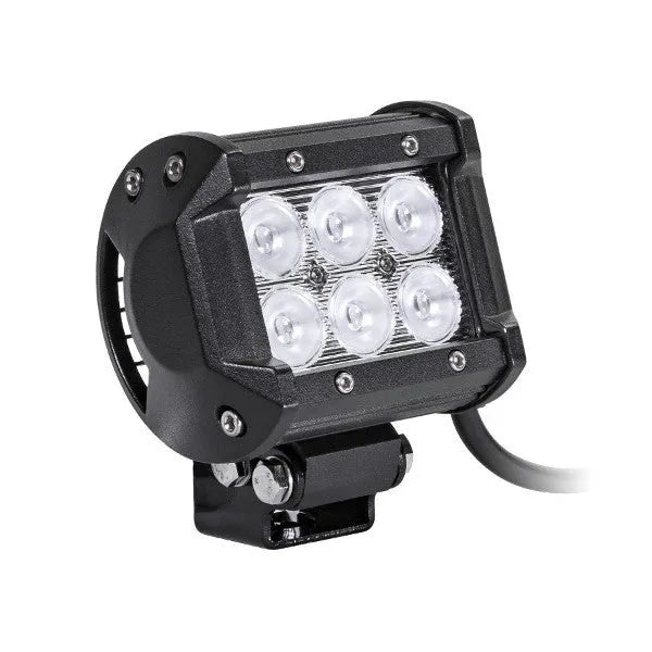 LED žibintas, kvadratinis-pailgas 18W, 6x3W flood - Šoninis vaizdas su tvirtinimo detalėmis