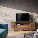LOEWE bild 3.43 LCD 4K 43" TV, televizorius - televizorius ant medinio staliuko su dekoracijomis
