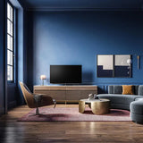 LOEWE bild v.65 dr+ OLED 4K 65", televizorius - Televizorius pastatytas ant baldinės spintelės