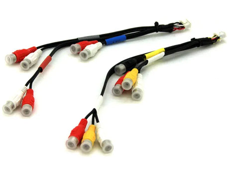 Linijinių jungtis Alpine INA-W900 10/12pin AV RCA - RCA jungčių laidai su spalvotais žymėjimais
