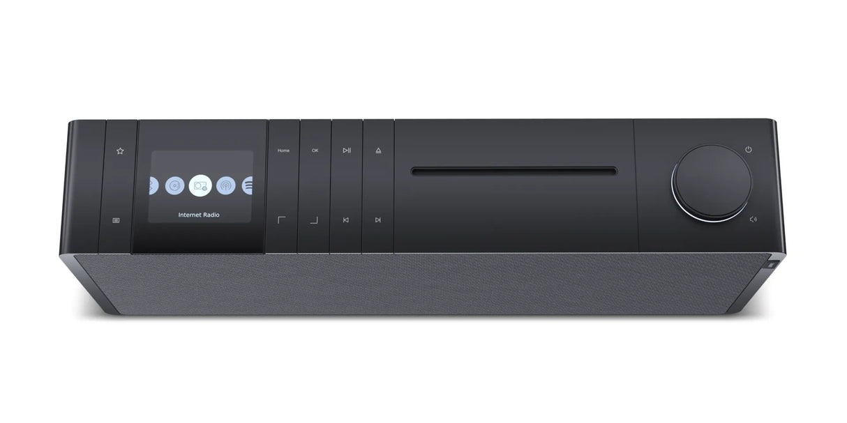 Loewe Klang S3, internetinis radijas su CD, Bluetooth, DAB+, 120W - ekranas su meniu ir valdymo mygtukai