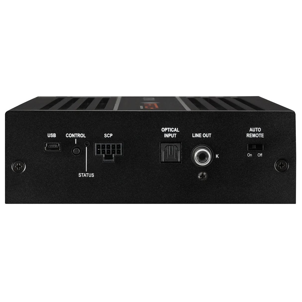 MATCH UP 10DSP, automobilinis garso stiprintuvas 8x65W - Galinė panelė su USB, optiniu įėjimu, linijiniu išėjimu