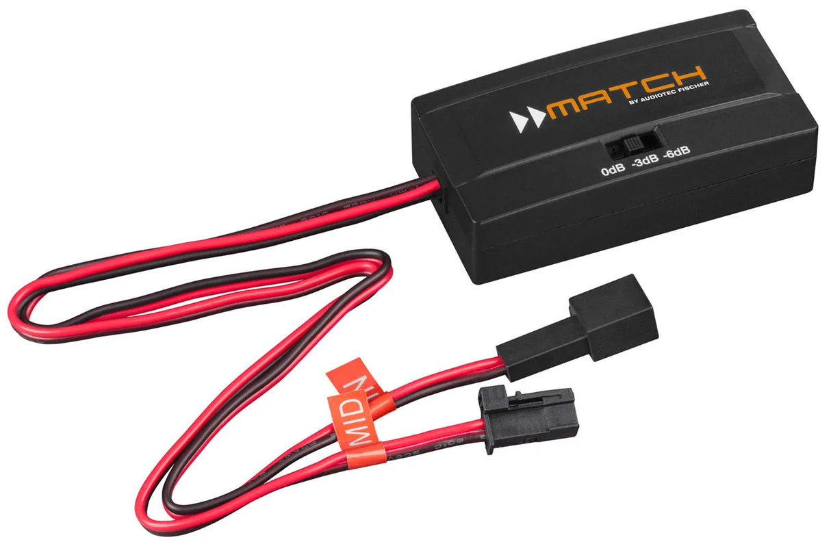 MATCH UP C42MB-FRT.3, 12 cm, komponentiniai garsiakalbiai Mercedes-Benz C klasei - Jungiklis su dB pasirinkimu ir laidais