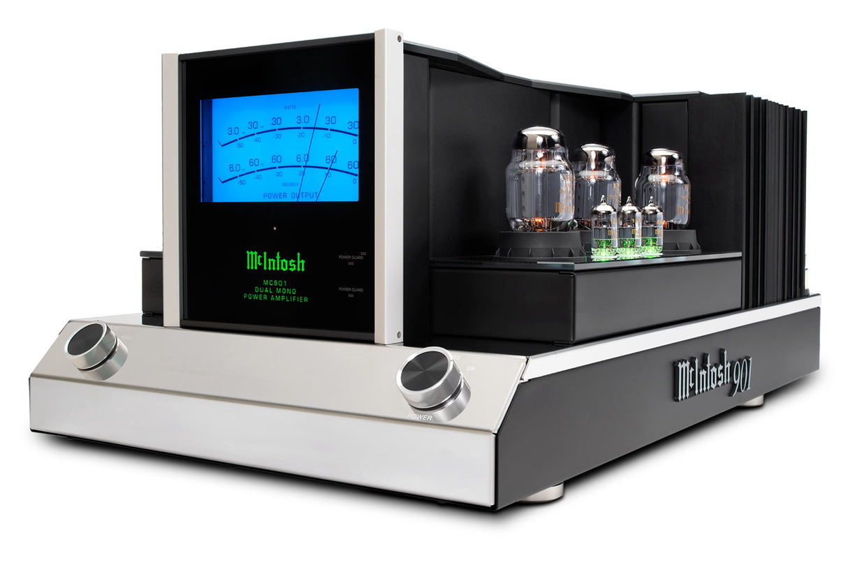 McIntosh MC901, monofoninis stiprintuvas (sujungia 300 vatų lempinį stiprintuvą ir 600 vatų tranzistorinį stiprintuvą viename korpuse) 