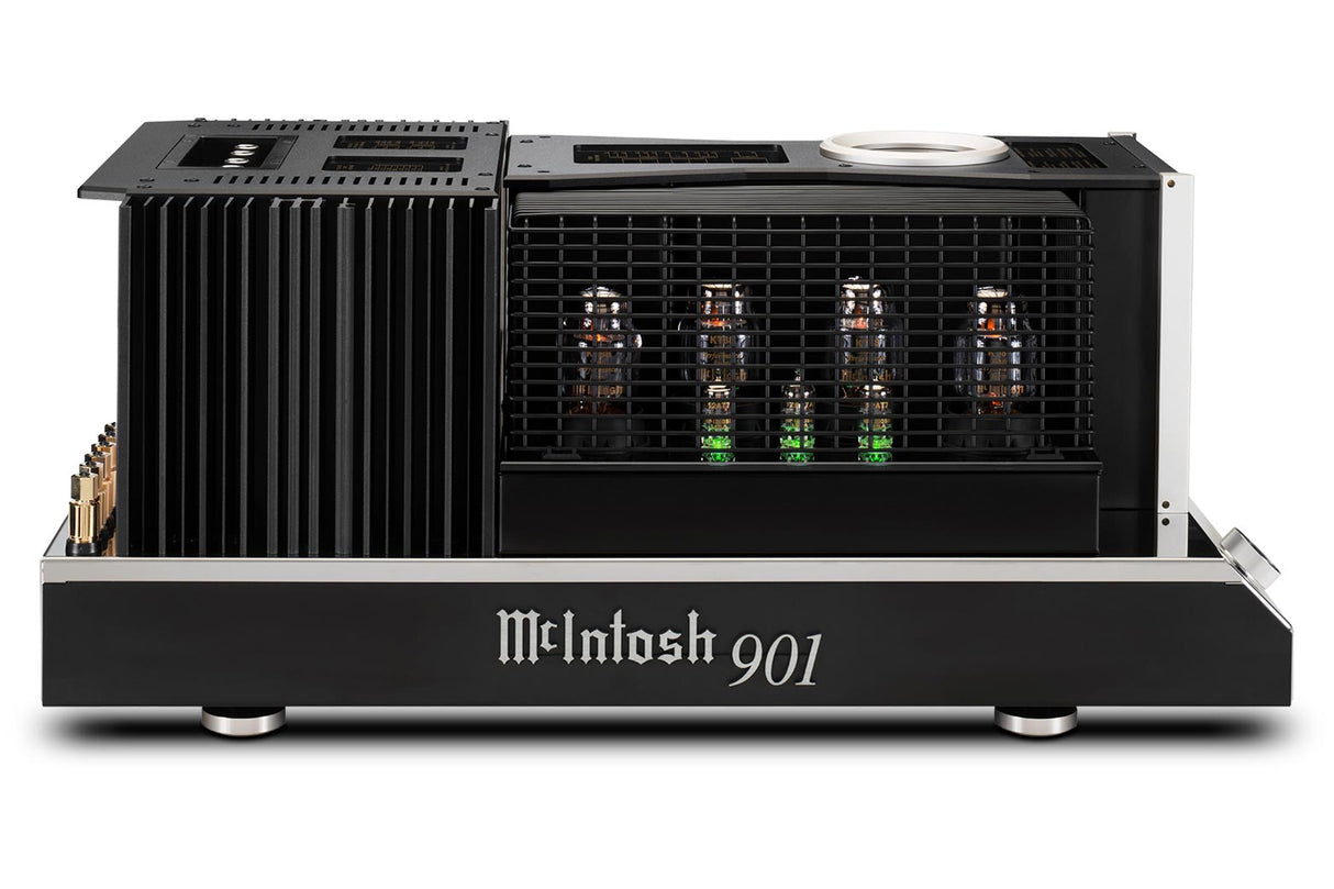 McIntosh MC901, monofoninis stiprintuvas (sujungia 300 vatų lempinį stiprintuvą ir 600 vatų tranzistorinį stiprintuvą viename korpuse) 