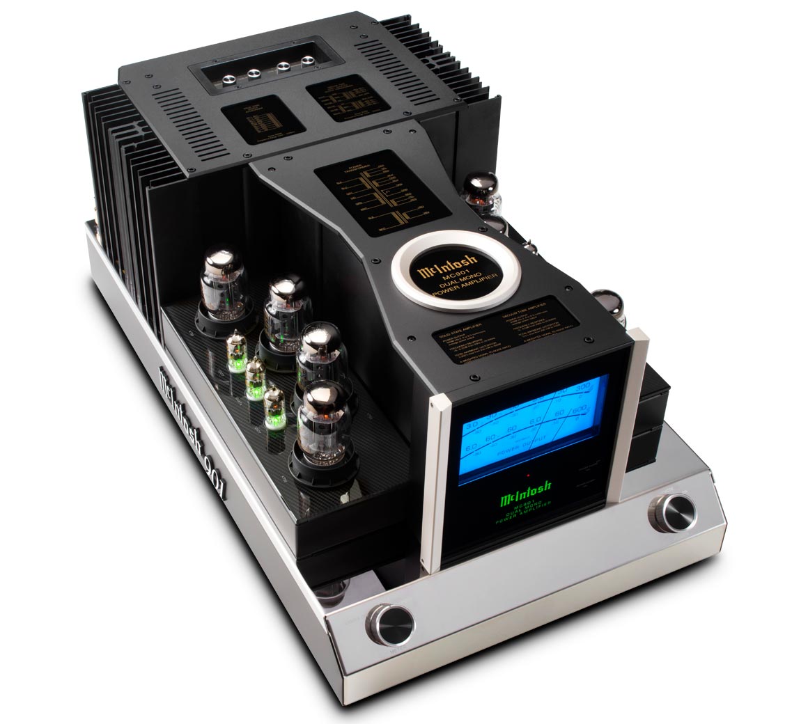 McIntosh MC901, monofoninis stiprintuvas (sujungia 300 vatų lempinį stiprintuvą ir 600 vatų tranzistorinį stiprintuvą viename korpuse) 