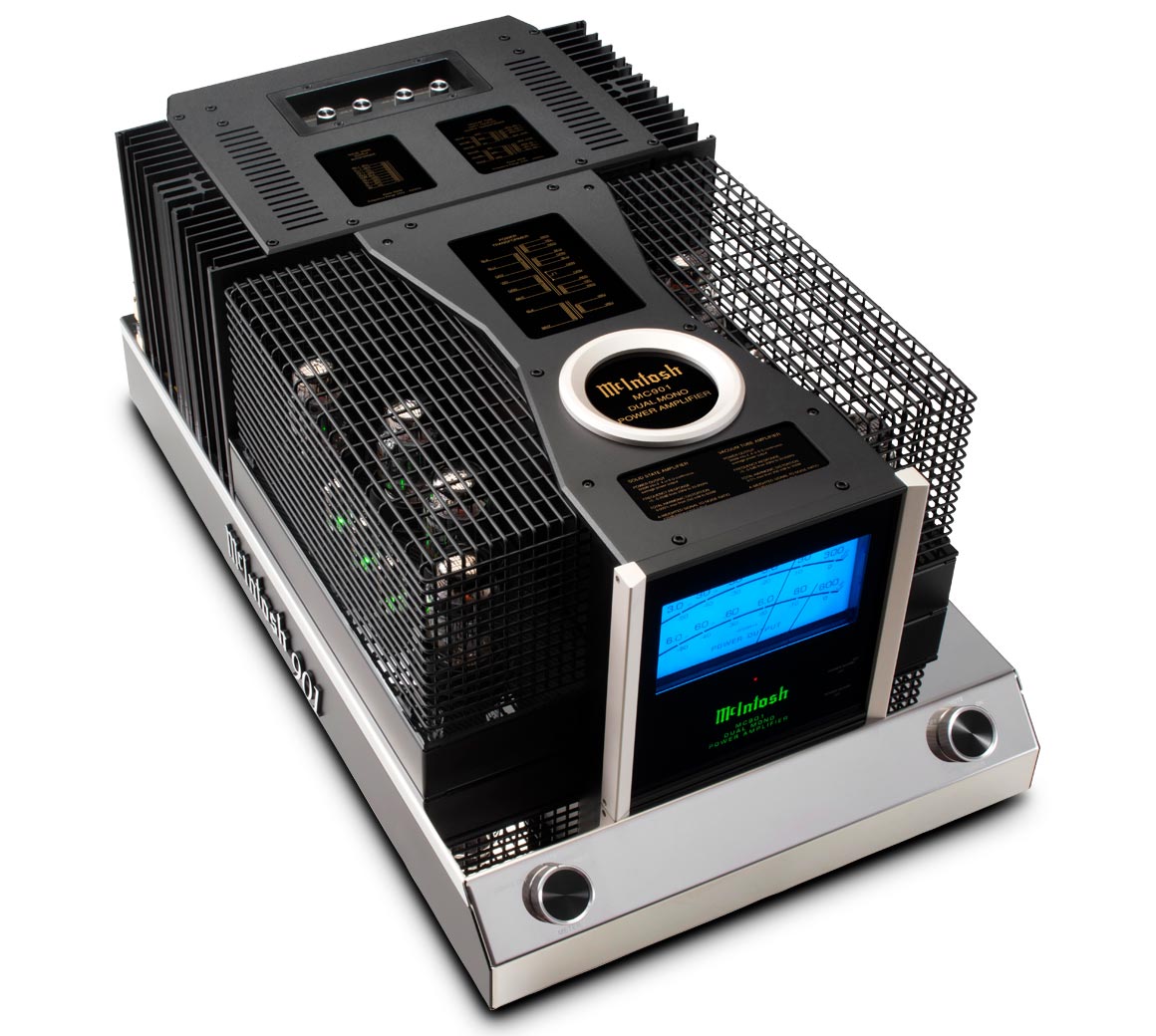 McIntosh MC901, monofoninis stiprintuvas (sujungia 300 vatų lempinį stiprintuvą ir 600 vatų tranzistorinį stiprintuvą viename korpuse) 