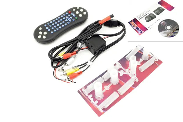 MH903GR-DV LCD DVD grotuvas-monitorius su atlošu, pilkas 9” - nuotolinio valdymo pultas ir jungčių rinkinys