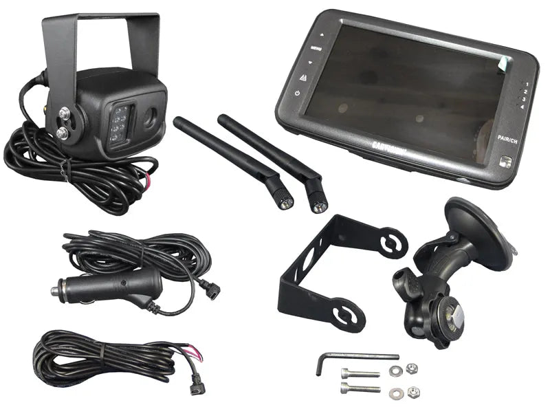 MR-CAM-500DW, belaidės kameros ir monitoriaus komplektas - komplektas su laidais ir tvirtinimo detalėmis