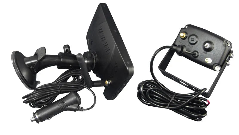 MR-CAM-500DW, belaidės kameros ir monitoriaus komplektas - monitoriaus galinė pusė su jungtimis ir kamera