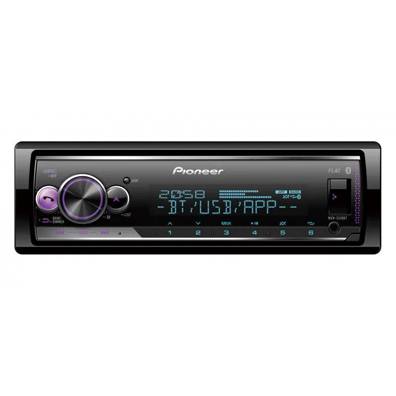 Magnetola automobiliui Pioneer MVH-S510BT, Bluetooth, USB ir Spotify sąsaja su Android ir iPhone
