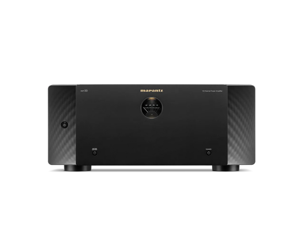 Marantz AMP 10, Daugiakanalis galios stiprintuvas su Dolby Atmos - priekinė panelė su apvaliu indikatoriumi