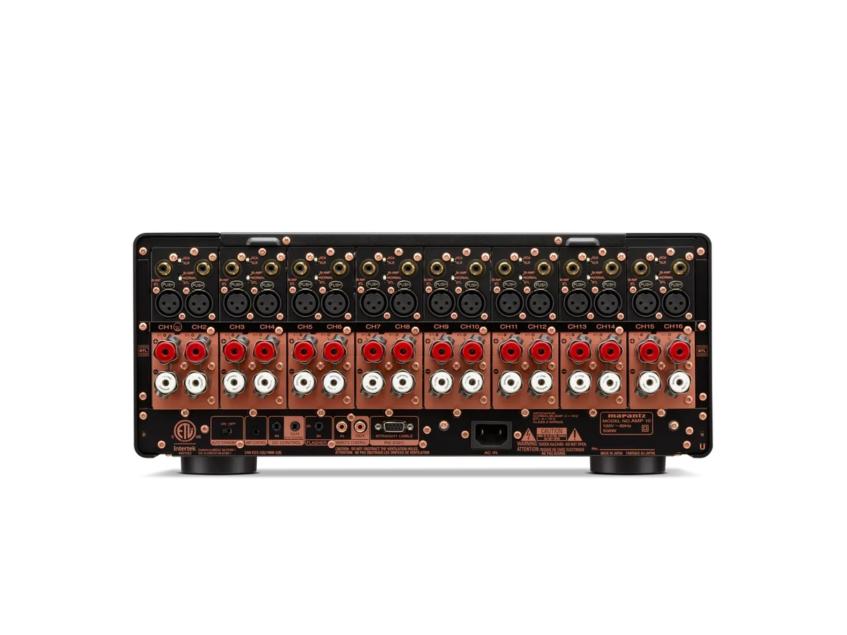 Marantz AMP 10, Daugiakanalis galios stiprintuvas su Dolby Atmos - Galinė panelė su daugybe jungčių