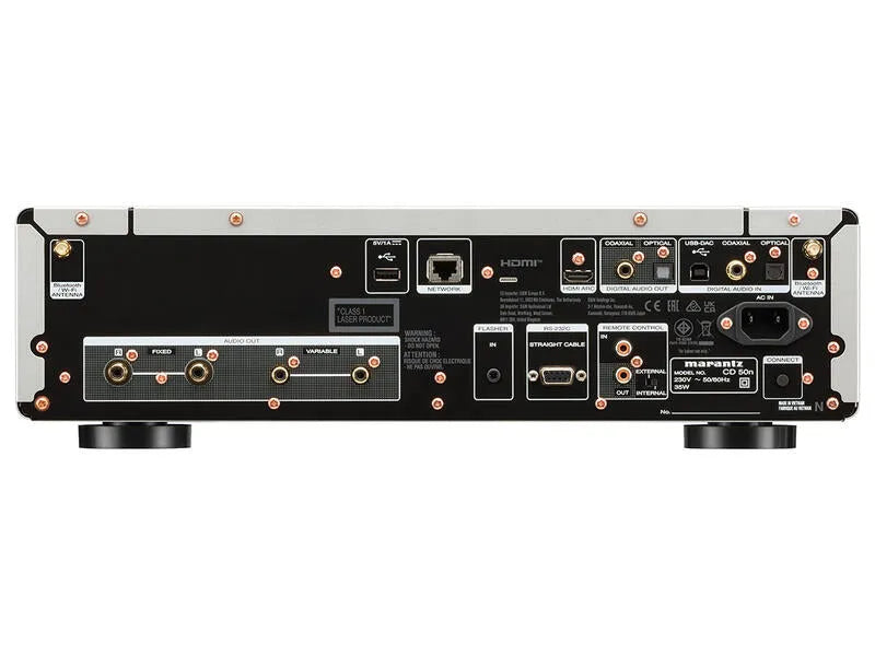 Marantz CD 50n, Hi-Res CD ir tinklo grotuvas HEOS, HDMI ARC - galinė panelė su daugybe jungčių
