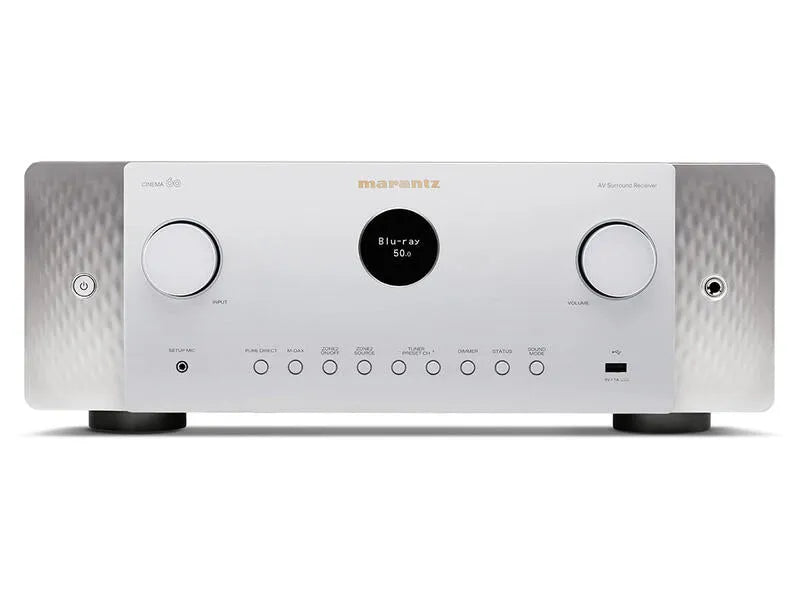 Marantz CINEMA 60, Premium 7.2 kanalų 8K AV Resyveris-Stiprintuvas su Dolby Atmos - balta priekinė panelė su apvaliais mygtukais