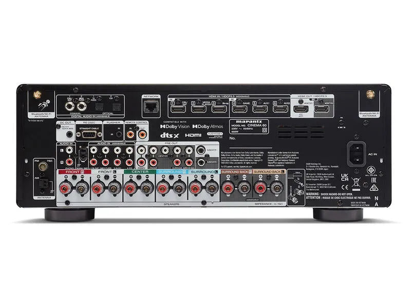 Marantz CINEMA 60, Premium 7.2 kanalų 8K AV Resyveris-Stiprintuvas su Dolby Atmos - Galinė panelė su daugybe jungčių