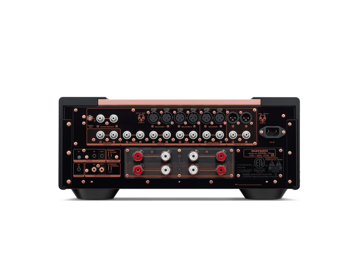 Marantz MODEL 10, integruotas stereo stiprintuvas 2x500W - Galinė panelė su daugybe jungčių