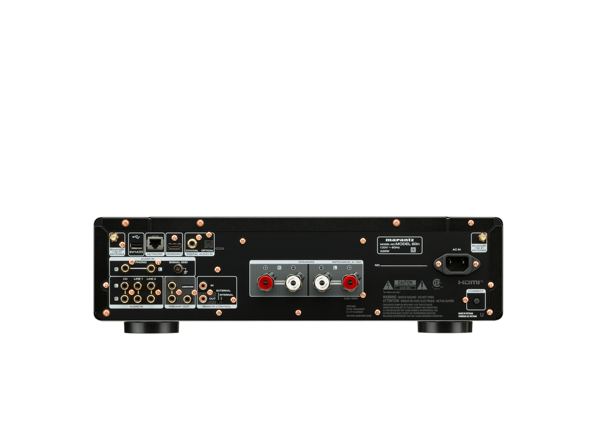 Marantz MODEL 60n, integruotas stereo stiprintuvas su tinklo grotuvu - galinė panelė su jungtimis ir HDMI