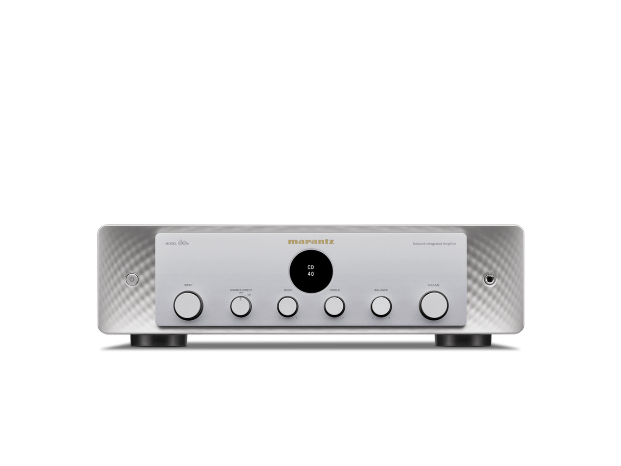 Marantz MODEL 60n, integruotas stereo stiprintuvas su tinklo grotuvu - priekinė panelė su mygtukais ir ekranėliu