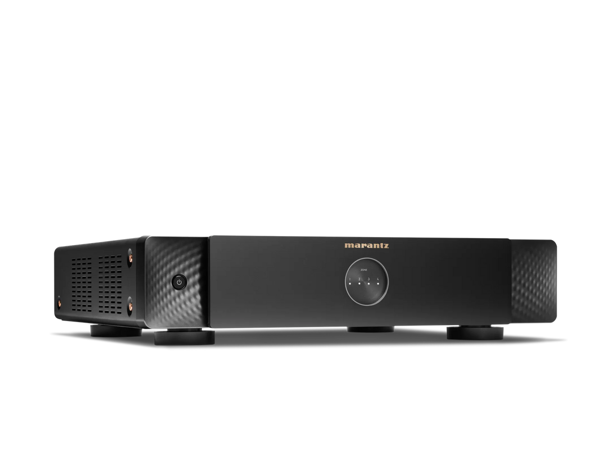 Marantz MODEL M4, 4-rių zonų garso stiprintuvas 8x100W - šoninis vaizdas su mygtuku ir zonomis