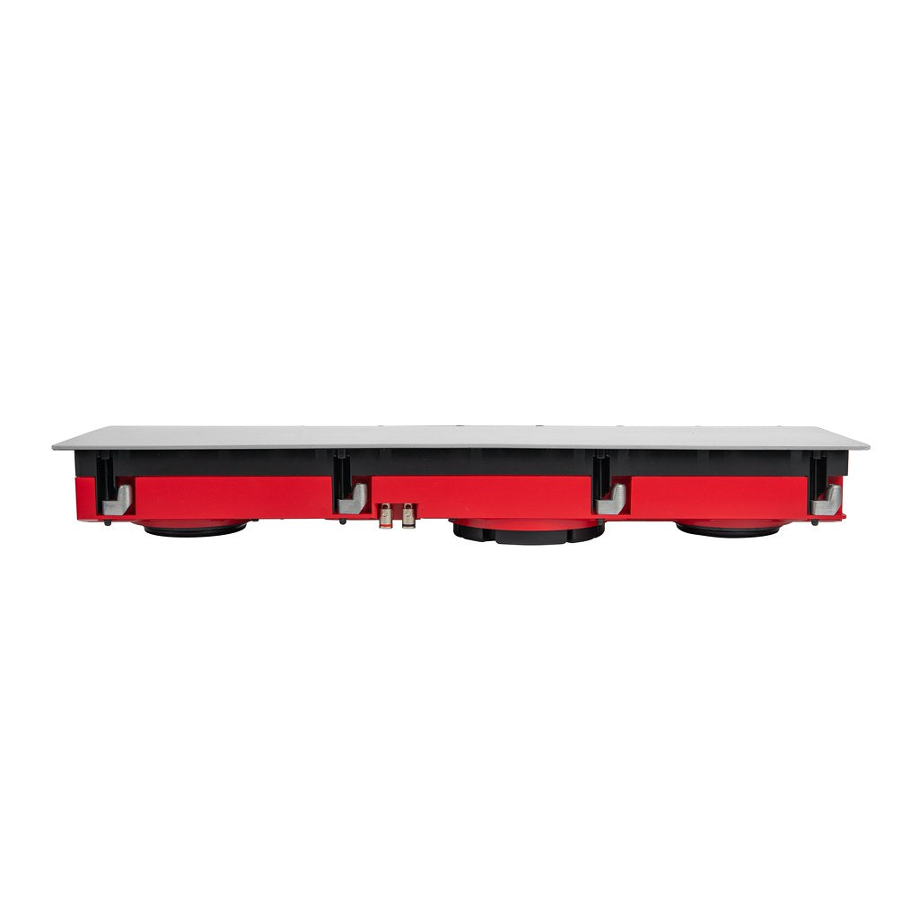 Martin Logan XTW6-LCR, į sieną montuojama garso kolonėlė - Šoninis vaizdas su jungtimis ir apvaliais elementais