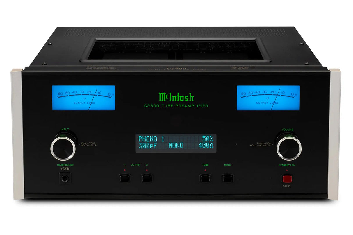 McIntosh C2800, 2-jų kanalų lempinis pradinis stereo stiprintuvas - Mėlyni indikatoriai ir skaitmeninis ekranas
