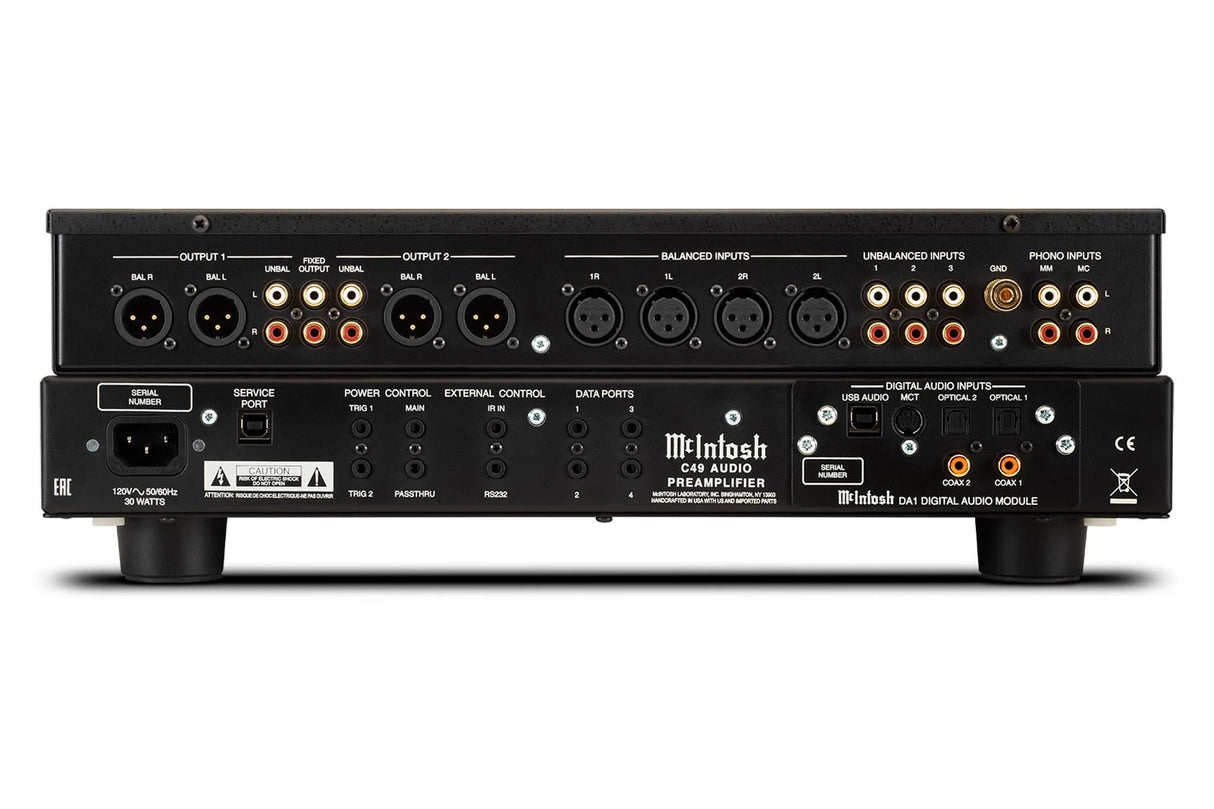 McIntosh C49, 2-jų kanalų pradinis stereo stiprintuvas - galinė panelė su daugybe jungčių