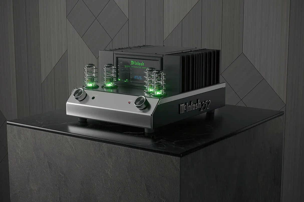 McIntosh MA252, 2-jų kanalų integruotas stereo stiprintuvas, 160W - Šviečiantys vamzdeliai ir priekinis skydelis
