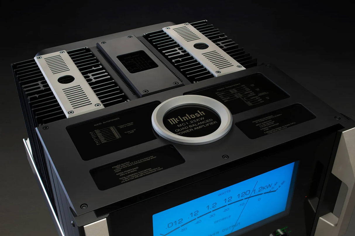 McIntosh MC1.25KW, monofoninis galios stiprintuvas 1200W - Mėlynas ekranas su indikatoriais