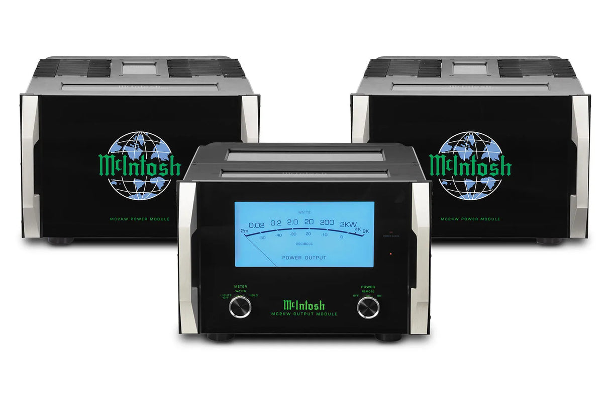McIntosh MC2KW, monofoninis galios stiprintuvas, 2000W - Trys stiprintuvai, priekyje ekranas