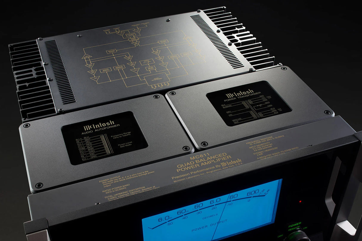 McIntosh MC611, monofoninis galios stiprintuvas, 600W - schematinis vaizdas ant viršaus plokštės