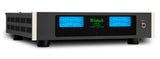 McIntosh MI502, 2-jų kanalų stereo galios stiprintuvas - du mėlyni VU metrai ir maitinimo mygtukas