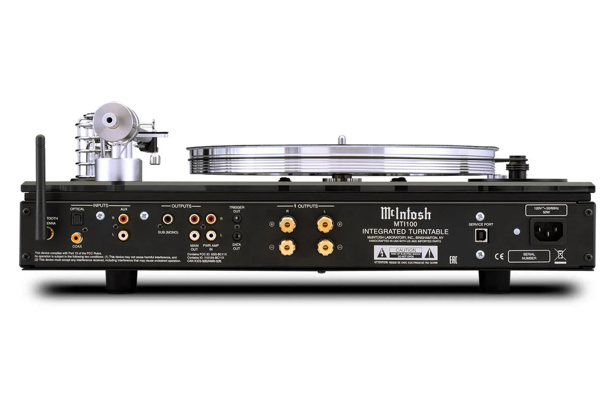 McIntosh MTI100, patefonas su integruotu stiprintuvu - galinė panelė su daugybe jungčių