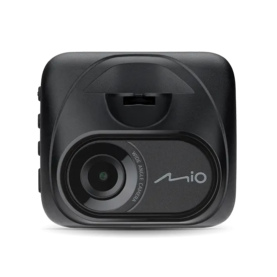 Mio MiVue C595WD, 2-jų kamerų FULL HD vaizdo registratorius su radarų duombaze, Wi-Fi - Šoninis vaizdas su mygtukais ir jungtimi