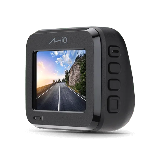 Mio MiVue C595WD, 2-jų kamerų FULL HD vaizdo registratorius su radarų duombaze, Wi-Fi - šoninis vaizdas su valdymo mygtukais