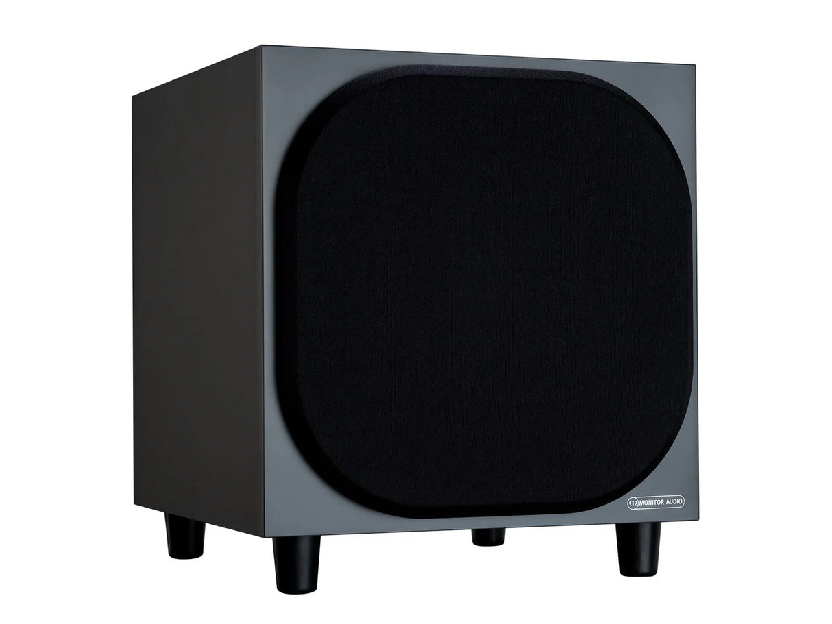 Monitor Audio Bronze W10, žemų dažnių garso kolonėlė (įvairių spalvų) - Šoninis vaizdas su logotipu apačioje