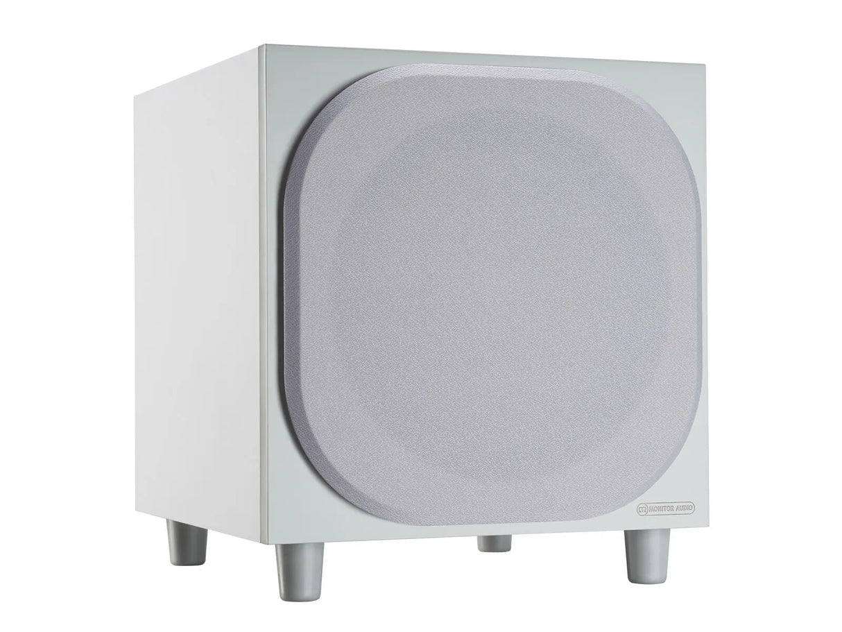 Monitor Audio Bronze W10, žemų dažnių garso kolonėlė (įvairių spalvų) - Šoninis vaizdas su garsiakalbio apsauga